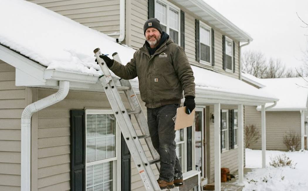 Professional gutter inspection before winter

